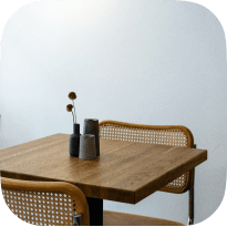 table chair flowers